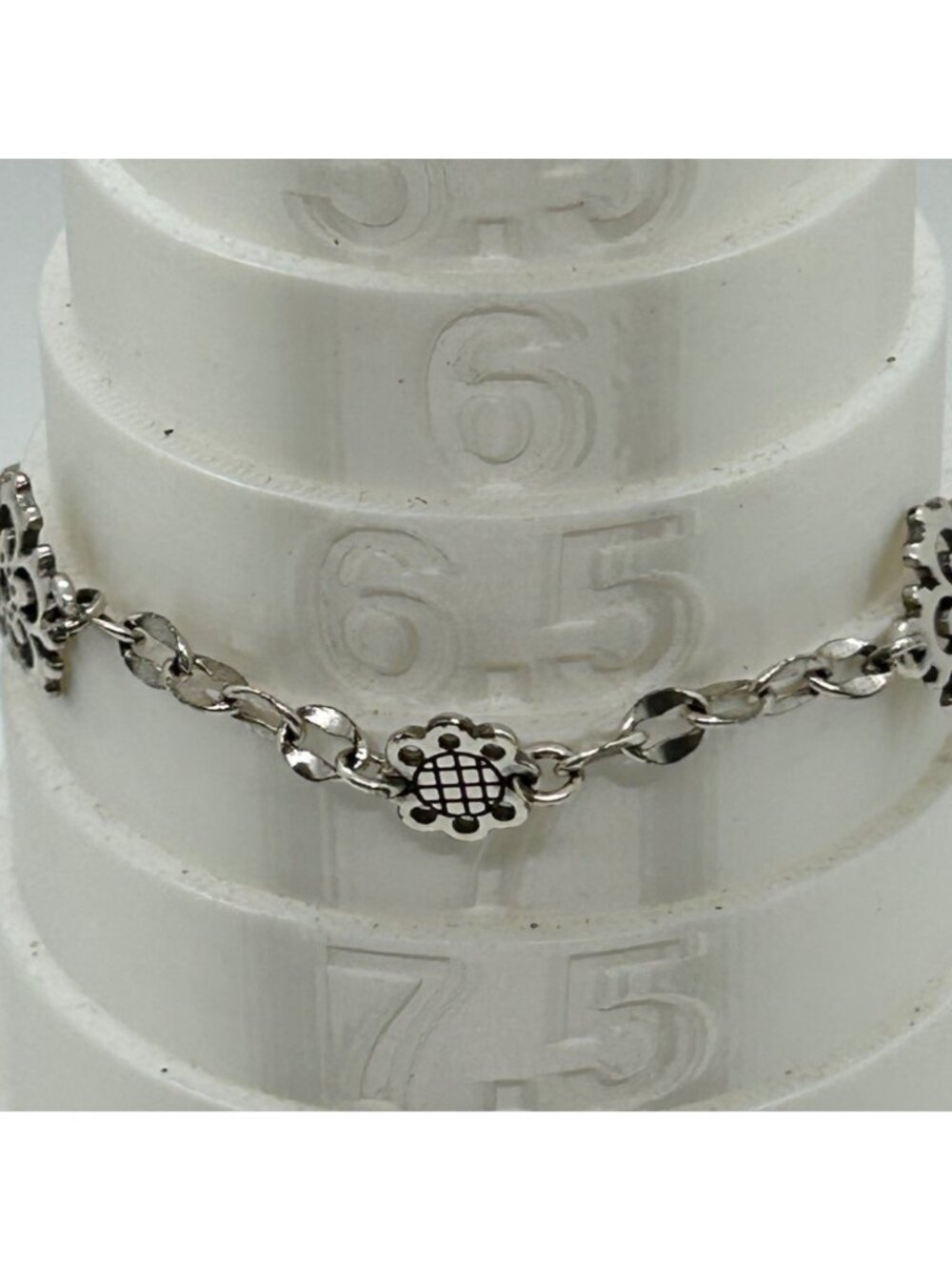 Brighton Bloomingale Silver Tone Bracelet Anklet Flower Heart Clasp Adjustable - Picture 4 of 10